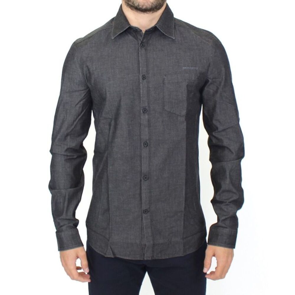 Ermanno Scervino Denim Jeans Cotton Casual Gray Stretch Men's Shirt